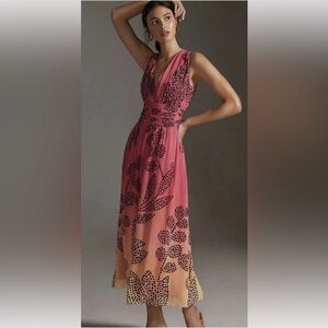 Anthropologie Verb Pallavi Singhee V-Neck Ombré Maxi Dress Size Small New Defect
